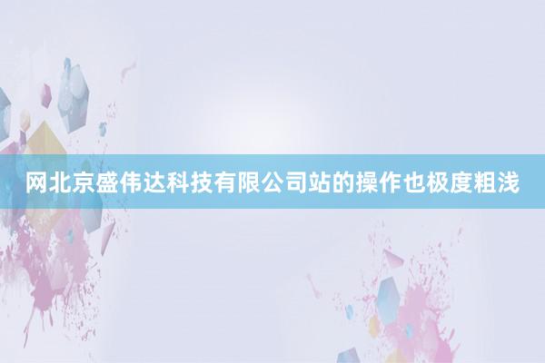 网北京盛伟达科技有限公司站的操作也极度粗浅
